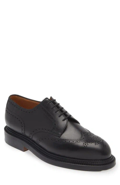 Jm Weston Triple Sole Brogued Derby In Black