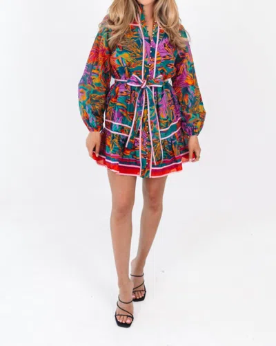 J.marie Asher Long Sleeve Tie Dress In Multi