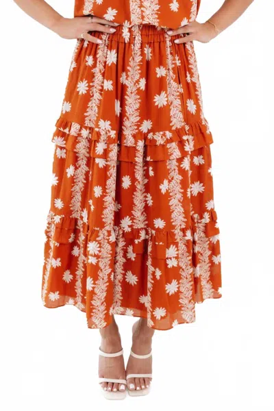 J.marie Aubrey Midi Skirt In Orange