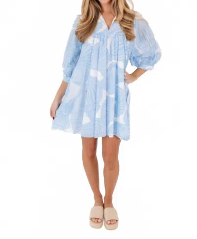 J.marie Charlotte Puff Sleeve Dress In Light Blue