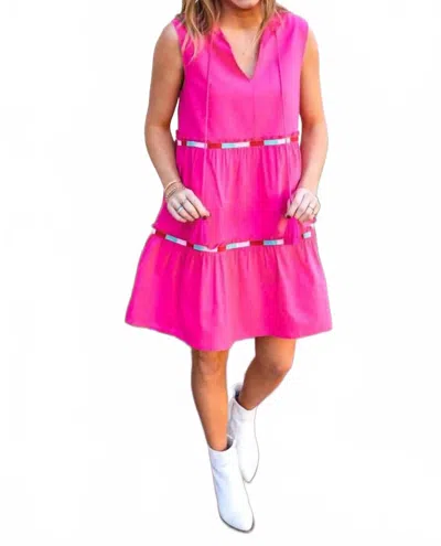 J.marie Christy Embellished Trim Dress In Pink