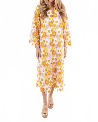 J.marie Hali Lace Midi Dress In Yellow Multi