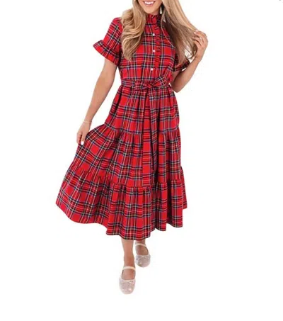 J.marie Hollin Button Up Midi Dress In Red