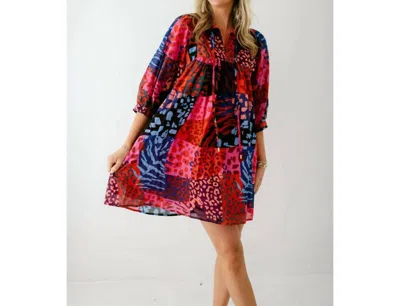 J.marie Jade Puff Sleeve Dress In Multicolor