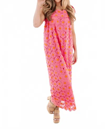J.marie Lele Tie Strap Midi Dress In Pink