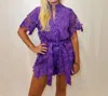 J.marie Lyla Lace Romper In Purple