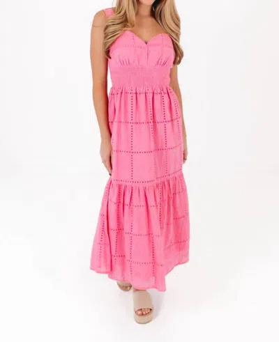 J.marie Presley Eyelet Midi Dress In Pink