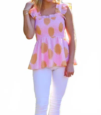 J.marie Sarah Katherine Ruched Top In Pink In Gray