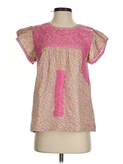Pre-owned J.marie Short Sleeve Blouse In Pink
