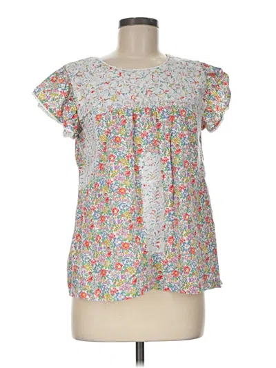 Pre-owned J.marie Short Sleeve Blouse In White