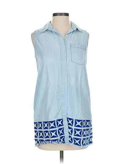Pre-owned J.marie Sleeveless Button Down Shirt In Blue