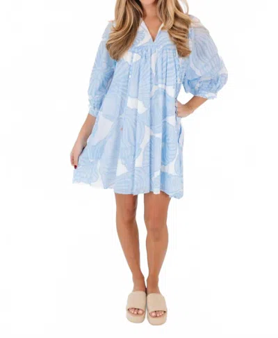 J.marie The Charlotte Puff Sleeve Dress In Light Blue