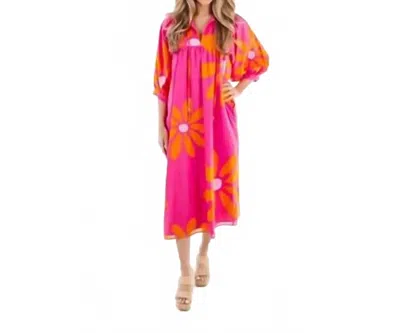 J.marie The Maui Puff Dress In Fuschia In Pink