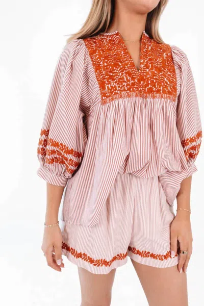 J.marie Women's Jess Top In Orange In Multi