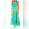 J.marie Women's The Indi Tier Ric Rac Midi Dress In Blue In Blue