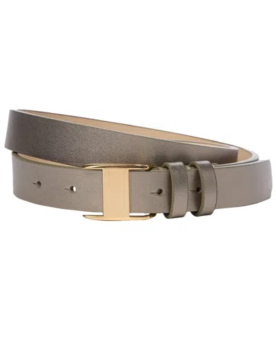 J.mclaughlin Allegra Leather Belt In Silver