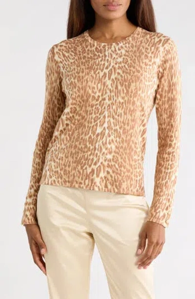 J.mclaughlin Jmclaughlin Anilee Leopard Print Sweater In Brown