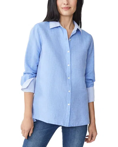 J.mclaughlin Anilee Linen-blend Blouse In Blue