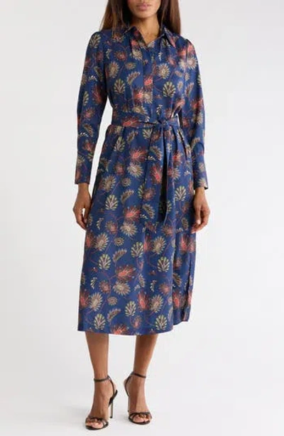 J.mclaughlin Jmclaughlin Belle Print Tie Waist Long Sleeve Dress In Multi