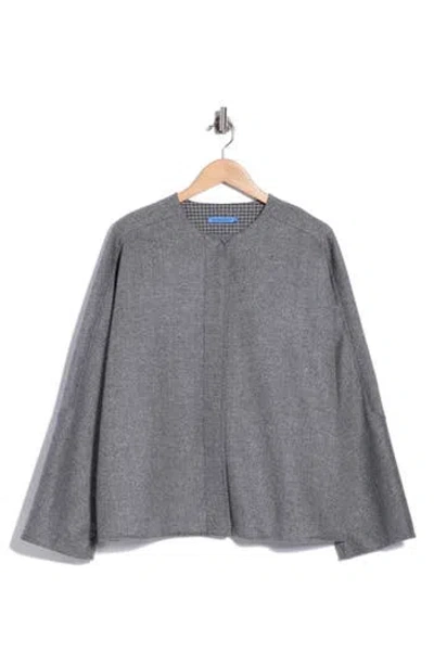 J.mclaughlin Jmclaughlin Bora Zip Front Wool Blend Herringbone Poncho In Gray
