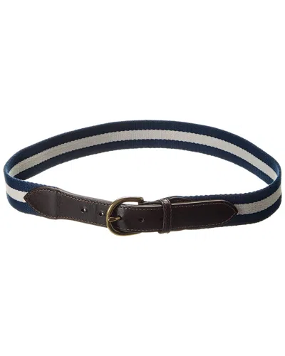 J.mclaughlin Bryant Stripe Canvas & Leather Belt In Blue