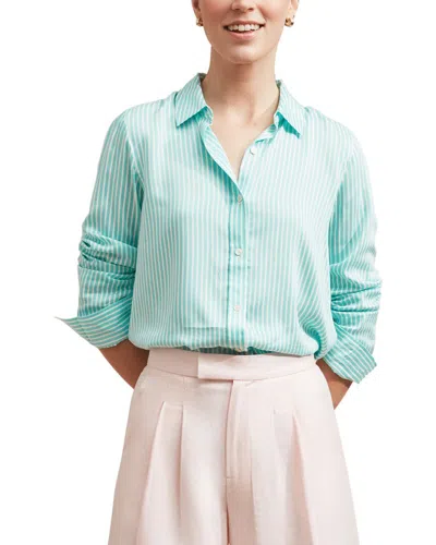 J.mclaughlin Denver Silk-blend Blouse In Blue