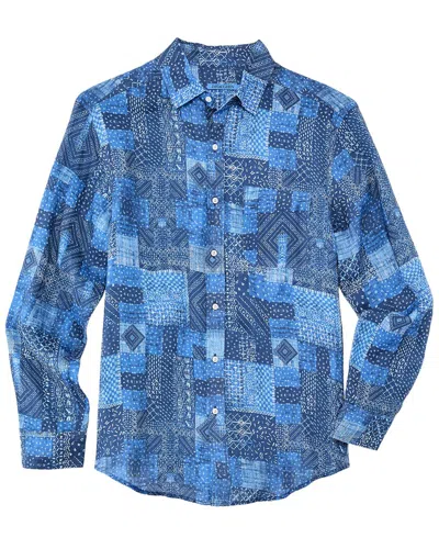 J.mclaughlin J. Mclaughlin Diamond Patch Gramercy Linen Woven Shirt In Brown
