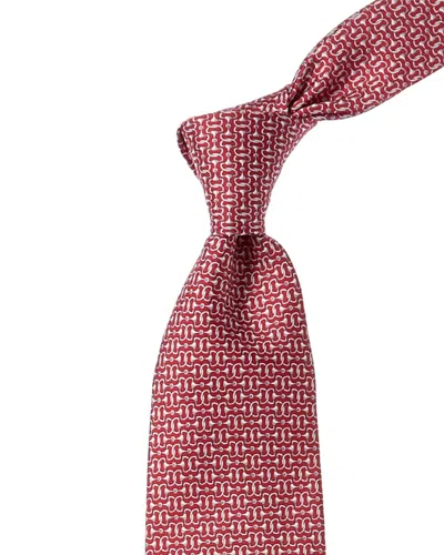 J.mclaughlin Horsebit Links Silk Print Tie In Red