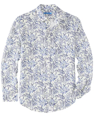 J.MCLAUGHLIN J.MCLAUGHLIN INDIGO FLORA GRAMERCY LINEN WOVEN SHIRT