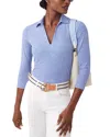 J.mclaughlin 3/4-sleeve Aida Knit Top In Blue