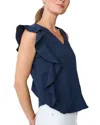 J.mclaughlin J. Mclaughlin Athena Linen-blend Blouse In Blue