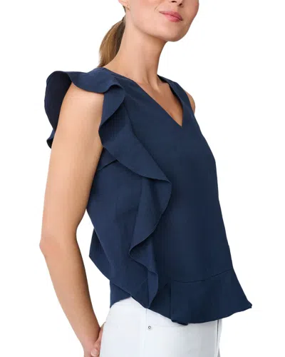 J.mclaughlin J. Mclaughlin Athena Linen-blend Blouse In Blue