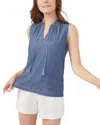 J.mclaughlin J. Mclaughlin Boggs Linen-blend Blouse In Blue