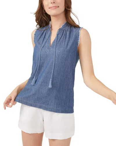 J.mclaughlin Boggs Linen-blend Blouse In Blue
