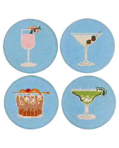 J.mclaughlin J. Mclaughlin Cocktail Party Needlepoint Coaster In Gold