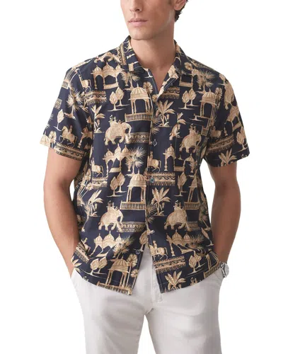 J.mclaughlin J. Mclaughlin Desert Toile Irons Silk-blend Woven Shirt In Blue