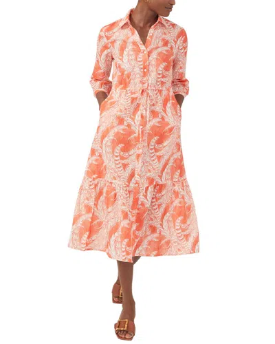 J.mclaughlin J. Mclaughlin Fern Flower Foley Linen-blend Dress In Orange