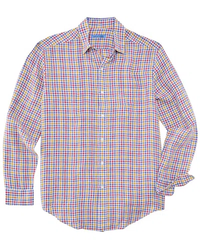 J.mclaughlin J. Mclaughlin Gingham Gramercy Linen Woven Shirt In Blue