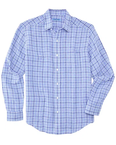 J.mclaughlin J. Mclaughlin Gingham Gramercy Linen Woven Shirt In Blue