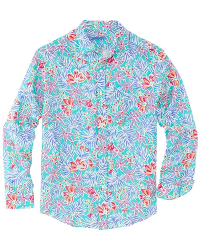 J.mclaughlin J. Mclaughlin Island Bouquet Gramercy Linen Woven Shirt In Blue