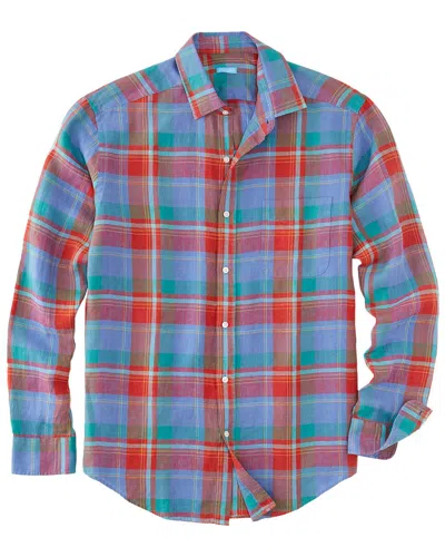 J.mclaughlin J. Mclaughlin Plaid Gramercy Linen Woven Shirt In Blue