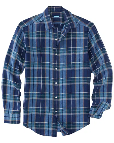 J.mclaughlin J. Mclaughlin Diamond Patch Gramercy Linen Woven Shirt In Blue
