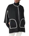 J.mclaughlin J. Mclaughlin Sabrina Wool-blend Poncho In Black