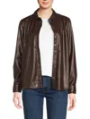 J.mclaughlin J. Mclaughlin Women's Denver Faux Leather Shirt In Brown
