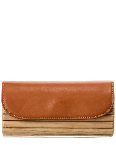 J.mclaughlin Colette Leather & Straw Clutch In Brown