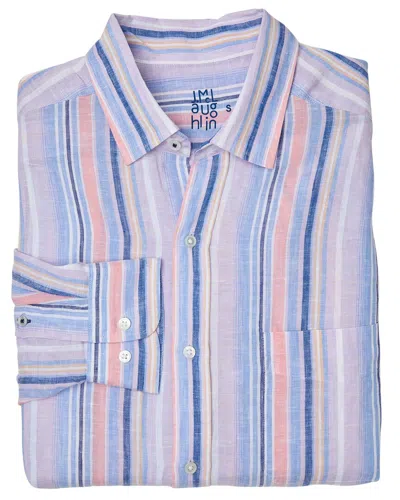 J.mclaughlin Multi Stripe Gramercy Linen Shirt In Blue