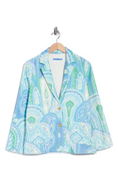J.mclaughlin Jmclaughlin Jada Terry Cotton Two Button Blazer In Blue