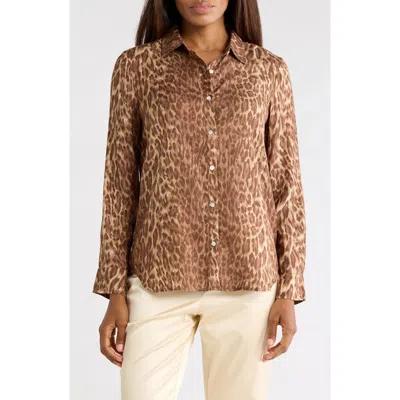 J.mclaughlin Jmclaughlin Leopard Print Button-up Shirt In Brown