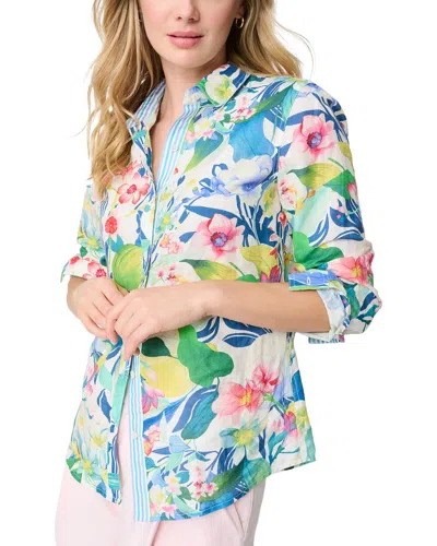 J.mclaughlin Lois Linen-blend Blouse In Multi