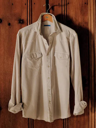 J.mclaughlin Men's Ace High Woven Cord Shirt Pumice In Neutral